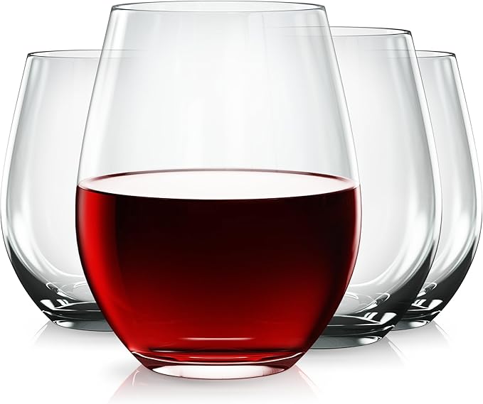 Vivocci Unbreakable Plastic Stemless Wine Glasses 20 oz | 100% Tritan Heavy Base | Shatterproof Glassware | Ideal For Cocktails & Scotch | Perfect For Homes & Bars | Dishwasher-Safe | Set of 4