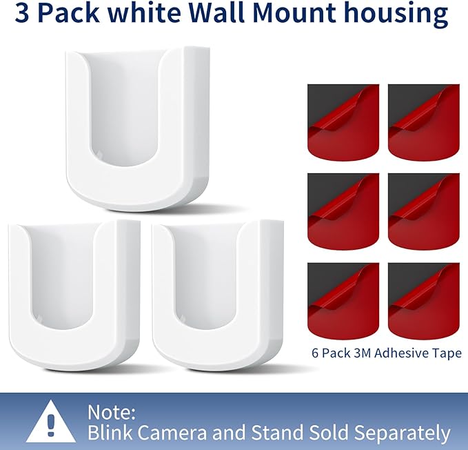 Blink Mini 2 Camera Mount, No Drilling Wall Mount Compatible with Blink Mini 2K+/Outdoor 4 Cameras, Adhesive Holder for Indoor Outdoor Camera, White, 3 Pack