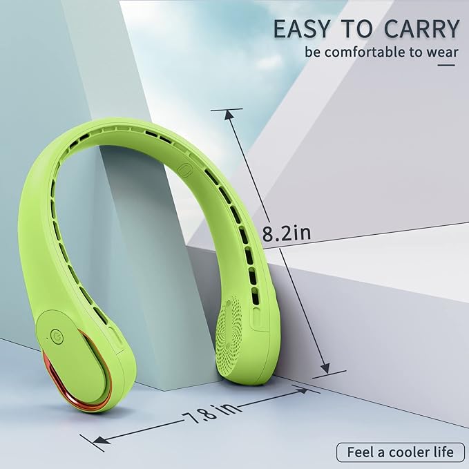 ASNUG Portable Neck Fan, Bladeless Neck Fan, USB Rechargeable Personal Fan, 4000 mAh Battery Operated Wearable Fan, 3 Speeds Adjustable,Faster Cooling, Ultra Quiet, Suitable for Home, Office, Sports