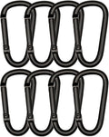 Black Carabiner Clip, Includes Mini 2 Inch Carbineers, Small 2.3" D Ring Clip, Large 3 Inch Carabiner Heavy Duty, Aluminum Caribiner Keychain Hook for Backpack Hiking Camping