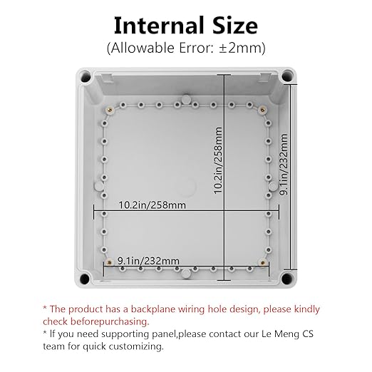 LeMotech Waterproof Dustproof IP67 Junction Box DIY Case Enclosure Gray 11 x 11 x 5.1 inch (280 x 280 x 130 mm)