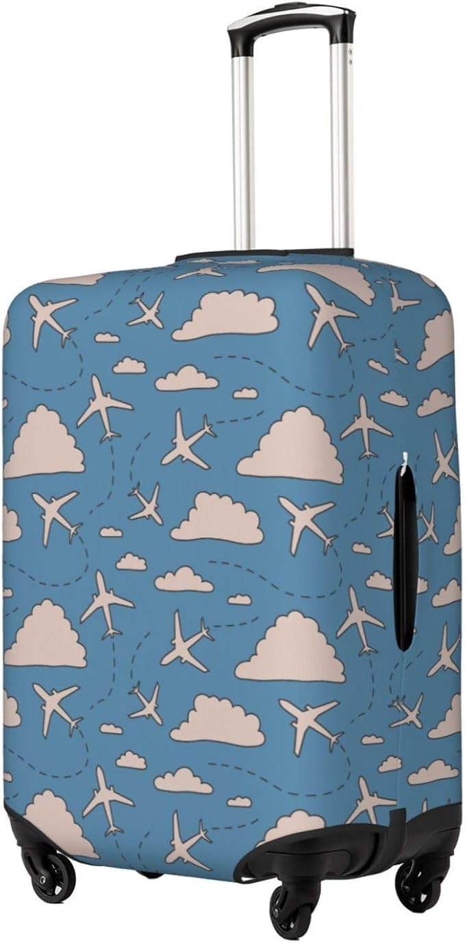 Airplane and Cloud Print Elastic Luggage Cover, Suitcase Protector For Travel (Fits 18-21 Inch Luggage)