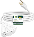 EP 10 Ft Outdoor Extension Cord with 3 Electrical Power Outlets - 16/3 SJTW White Cable with 3 Prong Grounded Plug for Safety Great for Christmas Lights, Garden and Major Appliances