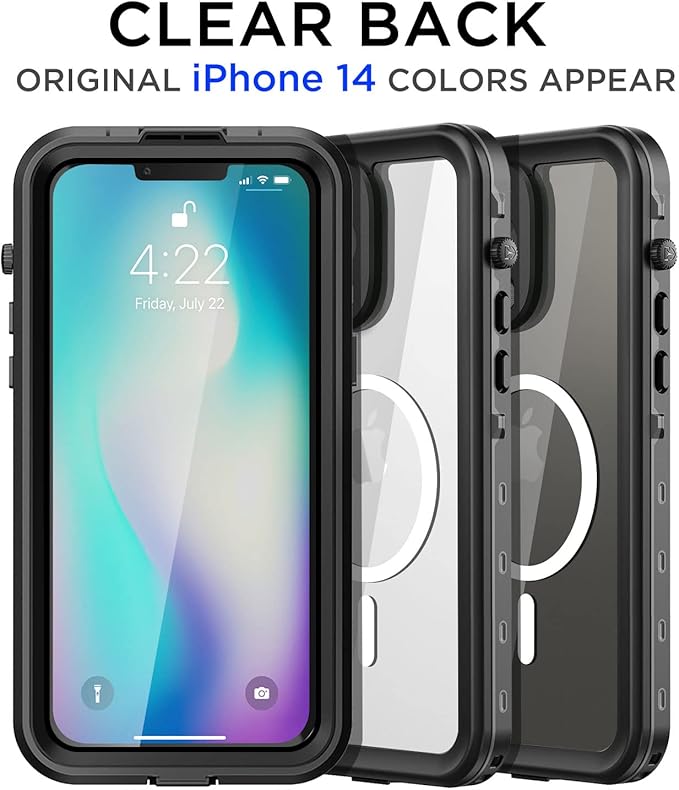 AICase for iPhone 14 Case Waterproof, Compatible with Magsafe Magnetic Protective iPhone 14 Phone Case, Water Proof Mag Safe Magnet Shockproof Full Body Clear with Screen Protector