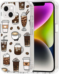 MOSNOVO for iPhone 13/14 Case | Military Grade 6.6ft Drop Tested | Clear with Coffee Design