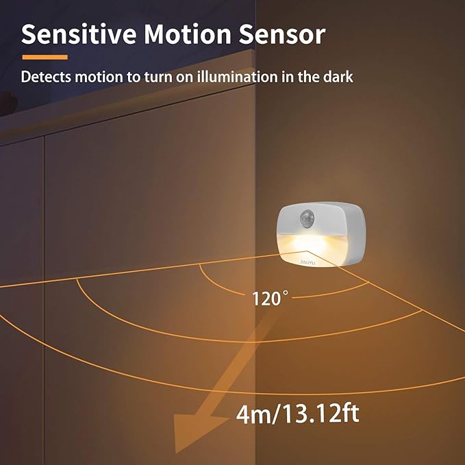 ZISUYU Motion Sensor Light Indoor Led Night Light Stick on Nightlight Battery Operated Lights for Hallway Stair Bathroom Closet Bedroom (Patent Applied)
