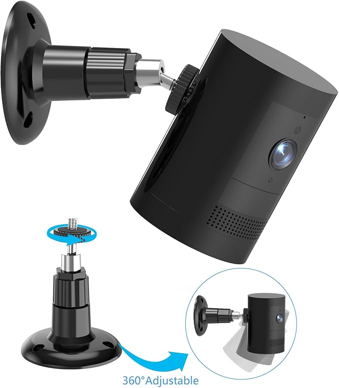 Gresur 2Pack Camera Wall Mount,Compatible with R-ing Outdoor Cam (Stick Up Cam Battery or Pro)/Plus/Plug-in/Indoor Cam (1st Gen),360 Degree Adjustable Mount Bracket for Outdoor Indoor Camera,Black
