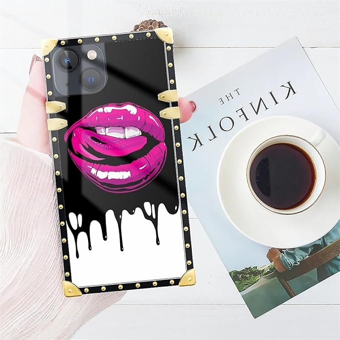 Compatible with iPhone 14 Case, Black White Red Slap Sexy Luxury Golden Decoration for Girl Women Soft TPU Shockproof Protective Hard PC Back for iPhone 14