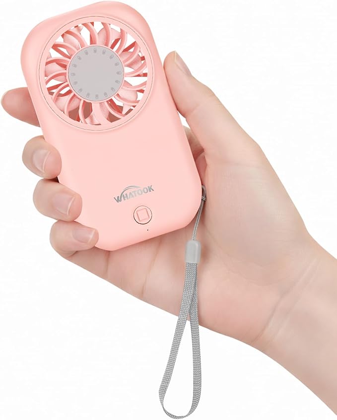 WHATOOK Mini Fan Small Portable Fans: 5 Speeds Personal Makeup Handheld Fans USB Rechargeable, Lightweight Home Office Outdoor Travel, Kids, Summer Essentials, Gift for Women and Girls