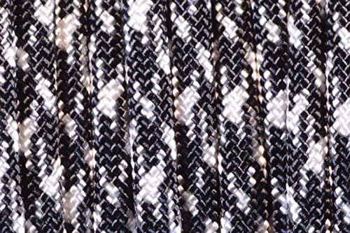BORED? PARACORD! 550 lb Paracord – Ideal for Crafting, DIY Projects, Camping, Military & Active Outdoors – 300+ Colors – Tactical Parachute Cord Type III – Strong - Black and White Camo 50 Feet