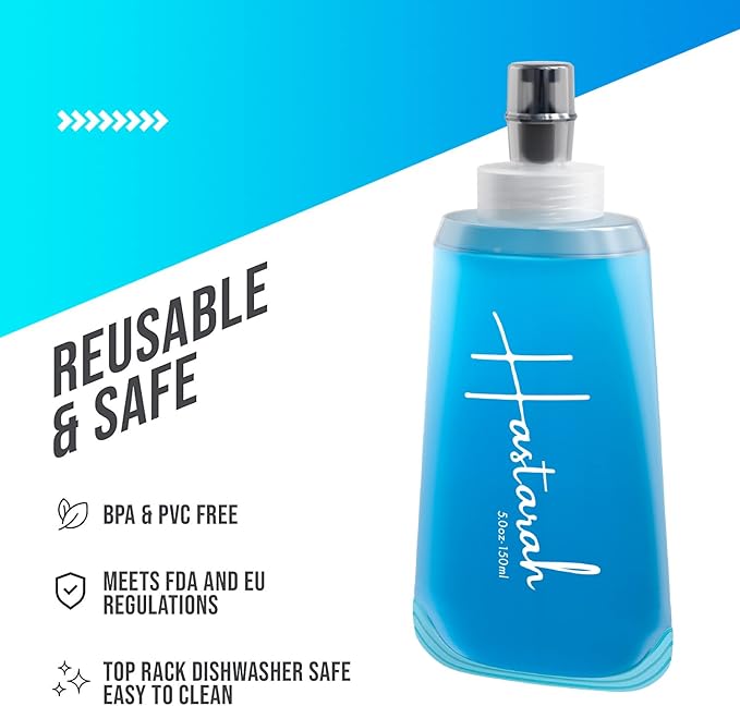 Flexible Collapsible Water Bottle (2-Pack) | 5oz, BPA/PVC Free, Ideal for Hydration Packs, Running, Hiking & Travel
