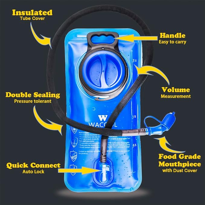 WACOOL 2L 2.5L 3L BPA Free PEVA Hydration Pack Bladder Leak-Proof Water Reservoir (Hydration Bladder With Cleaning Kit, 2L)