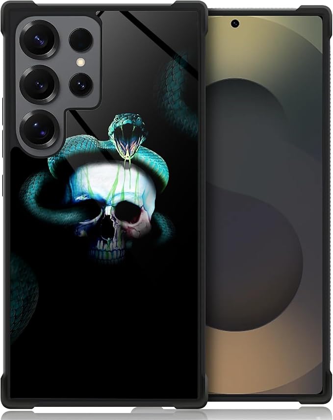for Samsung Galaxy S25 Ultra Case,Graphic Design for Girl Boy Soft Silicone Hard Acrylic Shock Protection Designed for Samsung Galaxy S25 Ultra Skeleton Winding Snake Pattern