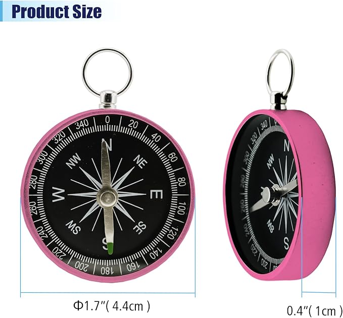 Pocket Compass, 2 Pieces Mini Compass with Key Ring, Suitable for Hiking Survival, Mountaineering Camping, Outdoor Adventure Party Navigation Tools