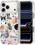 MOSNOVO for iPhone 17 Pro Max Case | Military Grade 6.6ft Drop Tested | Camera Control | Clear with The Cat Brigade Design