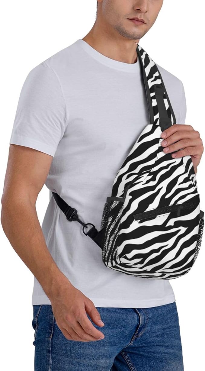 Animal Zebra Print Sling Bag For Women Men Fashion Backpack Crossbody Shoulder Bag Sling Backpack Chest Bag Travel Hiking Casual Sport Daypack