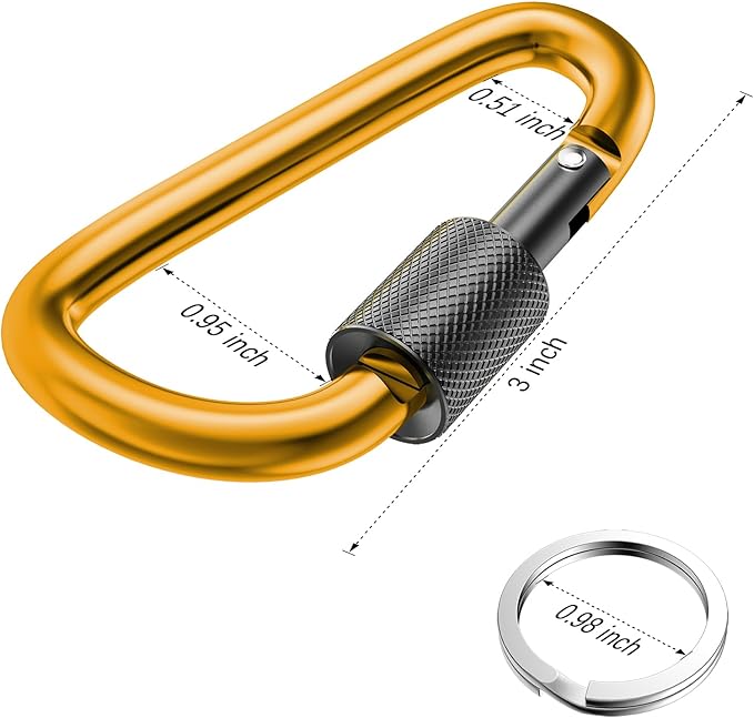 sprookber 3" Locking Carabiners | Keychain Carbineers D Ring Key Clip Spring Snap Hook for Multi-Usage | Set of 8