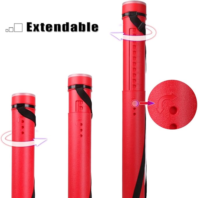 TRANSON Durable Poster Storage Tube with Straps 24"-40" Extendable for Blueprints, Artwork, Maps, Posters Color Red