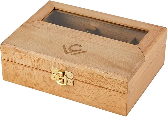 Explorer's Legacy Vintage Brass Compass and Telescope Set - Handheld Navigation Tool in Beachwood and Glass Storage Box
