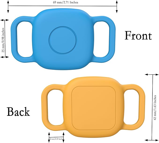 Waterproof Dog Collar Holder for Tile Life360 Mate 2024/2022 Tracker,2 Pack Anti Lost Soft Silicone Case for cat pet Necklace, Protective Cover Accessories for Tile Tracker Finder (Blue/Orange)