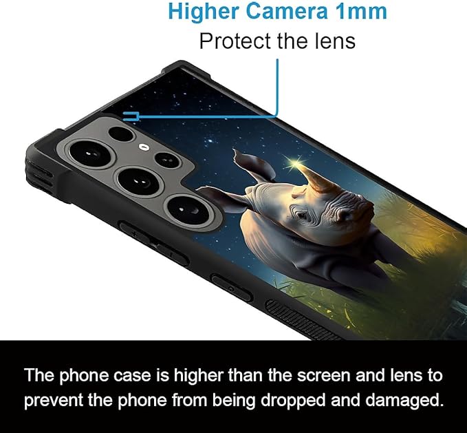 for Samsung Galaxy S24 Ultra Case, Rhino Water Marshes Pattern Graphic Design Girl Boy Soft Silicone Hard Acrylic Shock Protection for Samsung Galaxy S24 Ultra