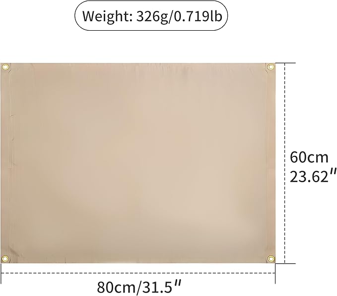 Fireproof Blanket,Made of Fiberglass with Bound Edges and Metal Perforations, can be Laid Flat or Hung up, Suitable for Camping, Home fire Protection,BBQ Grill mats (Khaki 23.75" x 31.5")