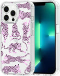 MOSNOVO Case for iPhone 13 Pro, [Buffertech 6.6ft Military-Grade Drop Protection] [Anti Peel Off Tech] Clear TPU Bumper Phone Case Cover Design - Pink Leopard