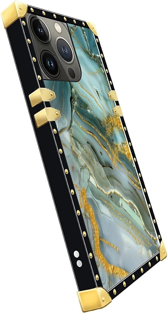 Compatible with iPhone 13 Pro Case, Golden Texture Marble Veining Luxury Golden Decoration for Girl Women Soft TPU Shockproof Protective Hard PC Back for iPhone 13 Pro