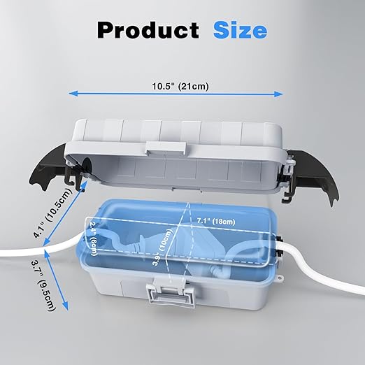 FLEMOON IP55 Outdoor Electrical Box Waterproof with Detachable Awning Covers, 8.3 x 4.1 x 3.7 inch Weatherproof Extension Cord Cover, Easy Installation for Plug, Outlet, String Lights, Light Gray