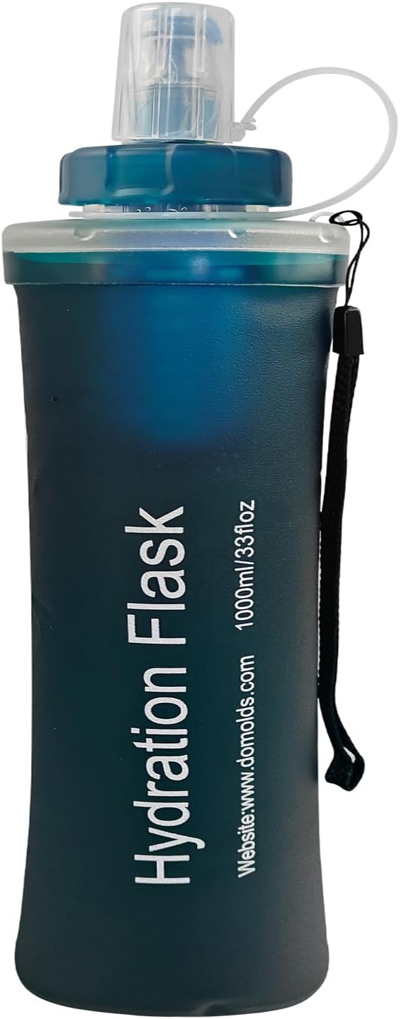 1L Collapsible Water Bottle with Filter for Hiking, Camping & Travel - TPU Soft Flask, 0.1 Micrometer Hollow Fiber Membrane for Clearer, Better Tasting Outdoor Water(Hunter Green)
