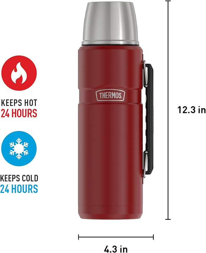 THERMOS Stainless King Vacuum-Insulated Beverage Bottle, 40 Ounce, Rustic Red (Pack of 4)