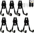 Garage Hooks Heavy Duty, 6 Pack Small Square Steel Garage Storage Hooks with Anti-Slip Coating, Multi-Purpose Ladder Hooks for Hanging Garden Tools, Hoses, Bikes and Folding Chairs (Black)