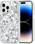 MOSNOVO Case for iPhone 14 Pro Max, [Buffertech 6.6ft Military-Grade Drop Protection] [Anti Peel Off Tech] Clear TPU Bumper Phone Case Cover Design - Abstract Face Line Art