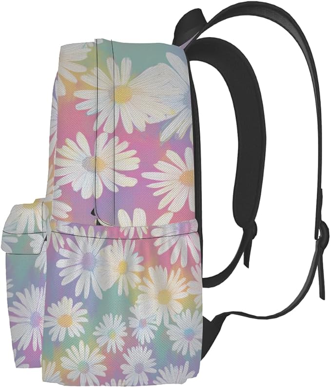 cfpolar 17 Inch Backpack Cute Daisy Flower Laptop Bag Shoulder Bag School Bookbag Casual Daypack For Boys Girls,A-10