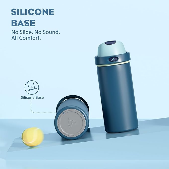 POWCAN 18 oz Insulated Stainless Steel Water Bottle: 2-in-1 Push-Button Spout & Quick-Flip Straw, Leakproof, Cold 24 Hrs, Fits Car Cup Holder, Reusable Metal Bottle for Sports(Denim Blue)