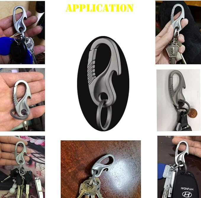 TISUR Titanium Carabiner Keychain Clip, Anti-Lost Key Ring Holder, Self-Locking Metal Gate Clip Key Chain Bottle Opener for Men Women