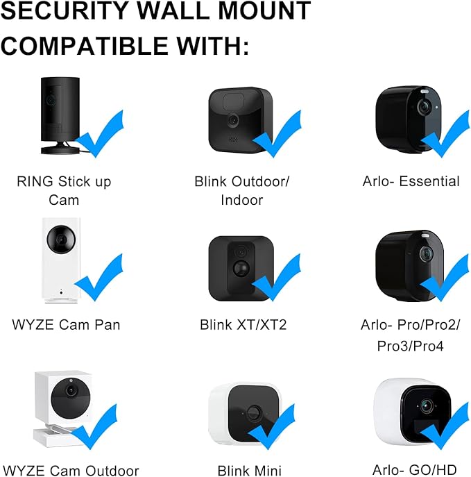 4 Pack Strong Adhesive Wall Mount for Blink Outdoor 2K+ Outdoor 4 (4th Gen) & (3rd Gen), No Drilling or Screw Secured Fixed,360 Degree Adjustable Wall Mount Bracket for Blink XT/XT2 Camera