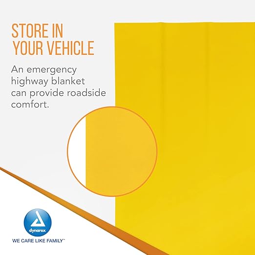 Dynarex Emergency Highway Blanket - Economy, Disposable and Water Repellent, Provides Full Coverage, Highly Visible for Safety, Yellow, 54” x 80”- 1 Case of 50 Emergency Highway Blankets