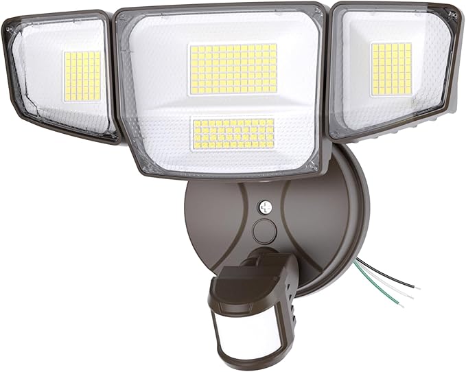 Abovizo 90W Motion Sensor Outdoor Lights, 10000LM LED Flood Light Outdoor with 4 Adjustable Heads, 6500K Daylight, Dusk to Dawn, IP65 Waterproof Security Light for Garage, Yard, Porch, Front Door