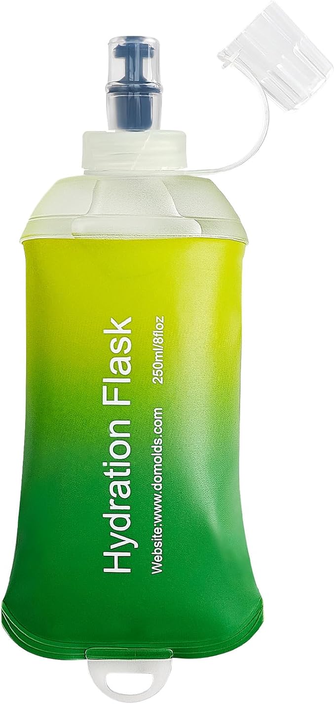 250ml Soft Flask Soft Water Bottle for Running, Hiking, Travelling, Cycling and Climbing - TPU Material - Gradient Green