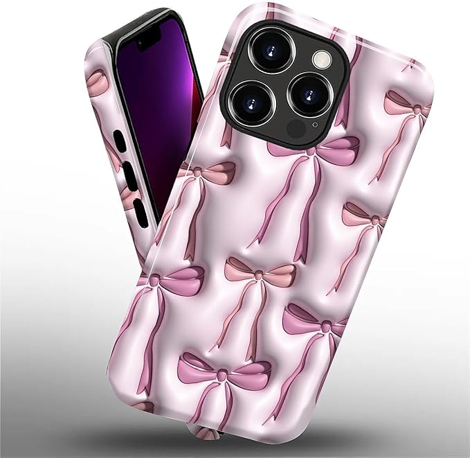 for iPhone 13 Pro Max Case,HL2 Abstract Ribbons Bows Hybrid 2 Layer Hard Shell Silicone Protective Pattern Design Case