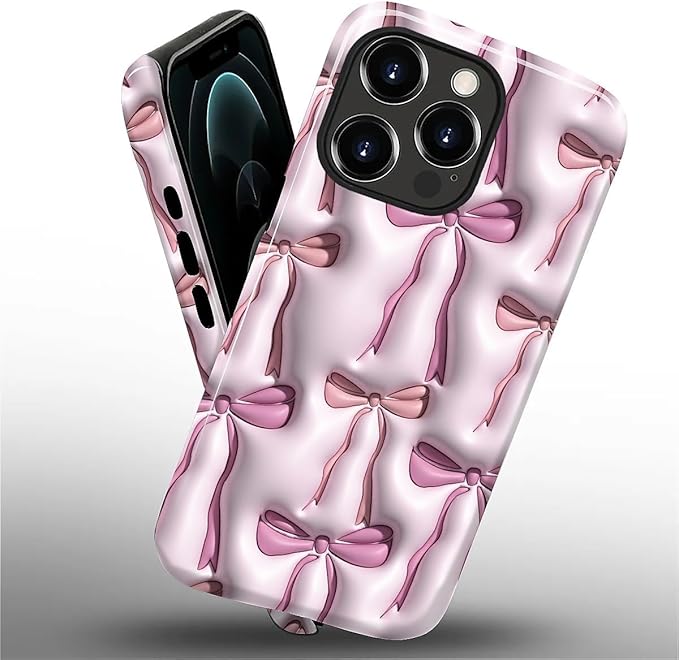 for iPhone 12 Pro Max Case,HL2 Abstract Ribbons Bows Hybrid 2 Layer Hard Shell Silicone Protective Pattern Design Case