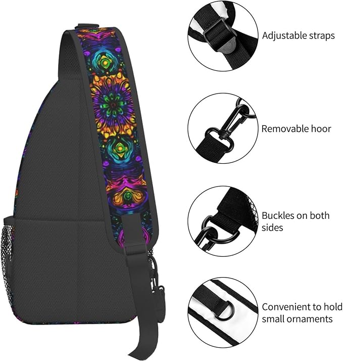 Psychadelic Trippy Art Sling Bag Crossbody Travel Hiking Chest Backpack Shoulder Daypack For Women Men