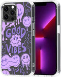 MOSNOVO Case for iPhone 13 Pro Max, [Buffertech 6.6ft Military-Grade Drop Protection] [Anti Peel Off Tech] Clear TPU Bumper Phone Case Cover Design - Good Vibes