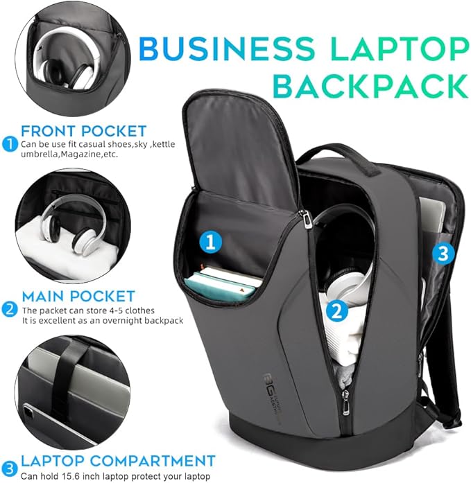 BANGE Business Commute Backpack Waterproof fit 15.6 Inch Commute backpack,Travel Durable Backpack