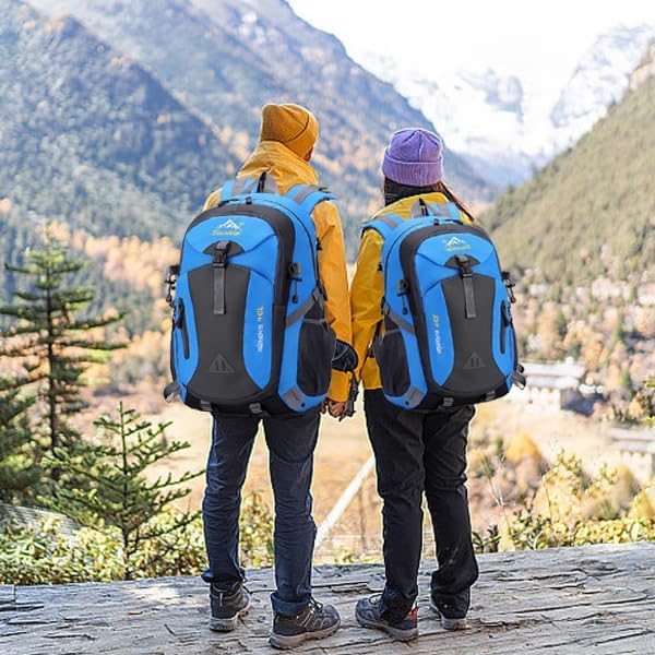 40L Hiking Backpack, Lightweight Daypack for Men Women, Polyester Rucksack, Breathable Backpack with Multi Pockets for Camping Walking Commuting Outdoor Short Trips-Blue