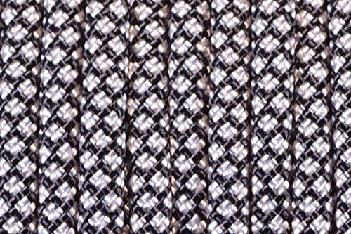 BORED? PARACORD! 550 lb Paracord – Ideal for Crafting, DIY Projects, Camping, Military & Active Outdoors – 300+ Colors – Tactical Parachute Cord Type III – Strong - Silver Diamonds 50 Feet