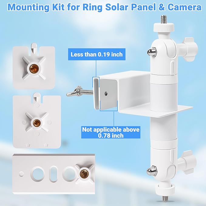 2-in-1 No-Drill Gutter Mount Bracket for Ring Cameras & Solar Panels | 360° Adjustable Outdoor Security Camera Mount, Weatherproof Universal Compatibility