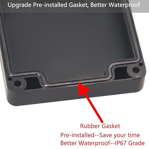 Watertight Junction Box, IP67 Waterproof Project Box Durable ABS Plastic Electronic Enclosure Case for DIY Electrical Project with Wall Fixed Ear 5.91" x 3.94" x 1.73"(150 x 100 x 44 mm) 2Pcs
