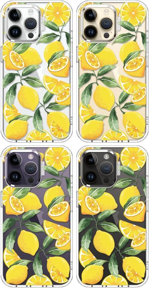 MOSNOVO Case for iPhone 14 Pro Max, [Buffertech 6.6ft Military-Grade Drop Protection] [Anti Peel Off Tech] Clear TPU Bumper Phone Case Cover Design - Lemon
